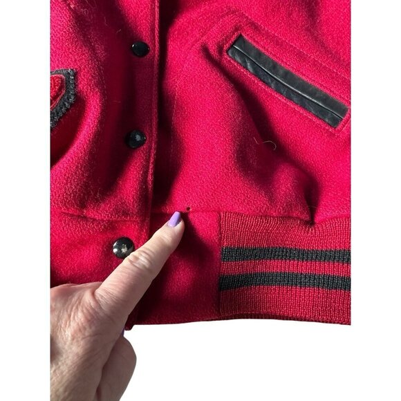Vtg Nelson Woman's Sz M Red Black Varsity Letterman Jacket Boise Grizzlies 1987 - Picture 12 of 15